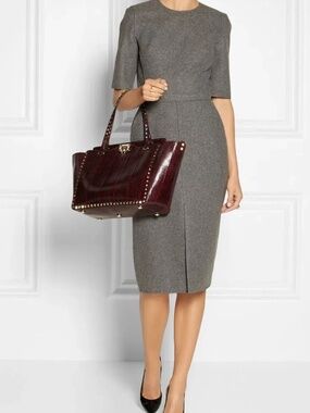 VICTORIA BECKHAM GREY WOOL MID-LENGTH DRESS US size 6